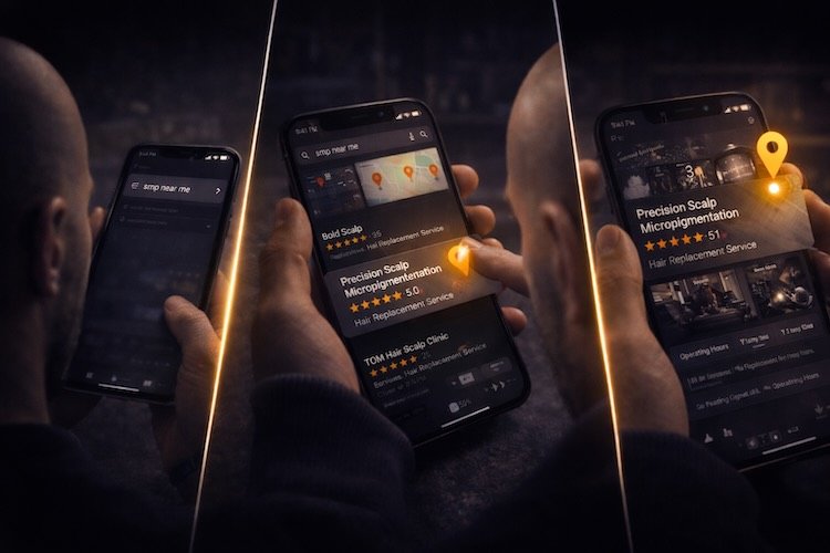 a scalp micropigmentation prospect search journey to find best SMP studio in their area